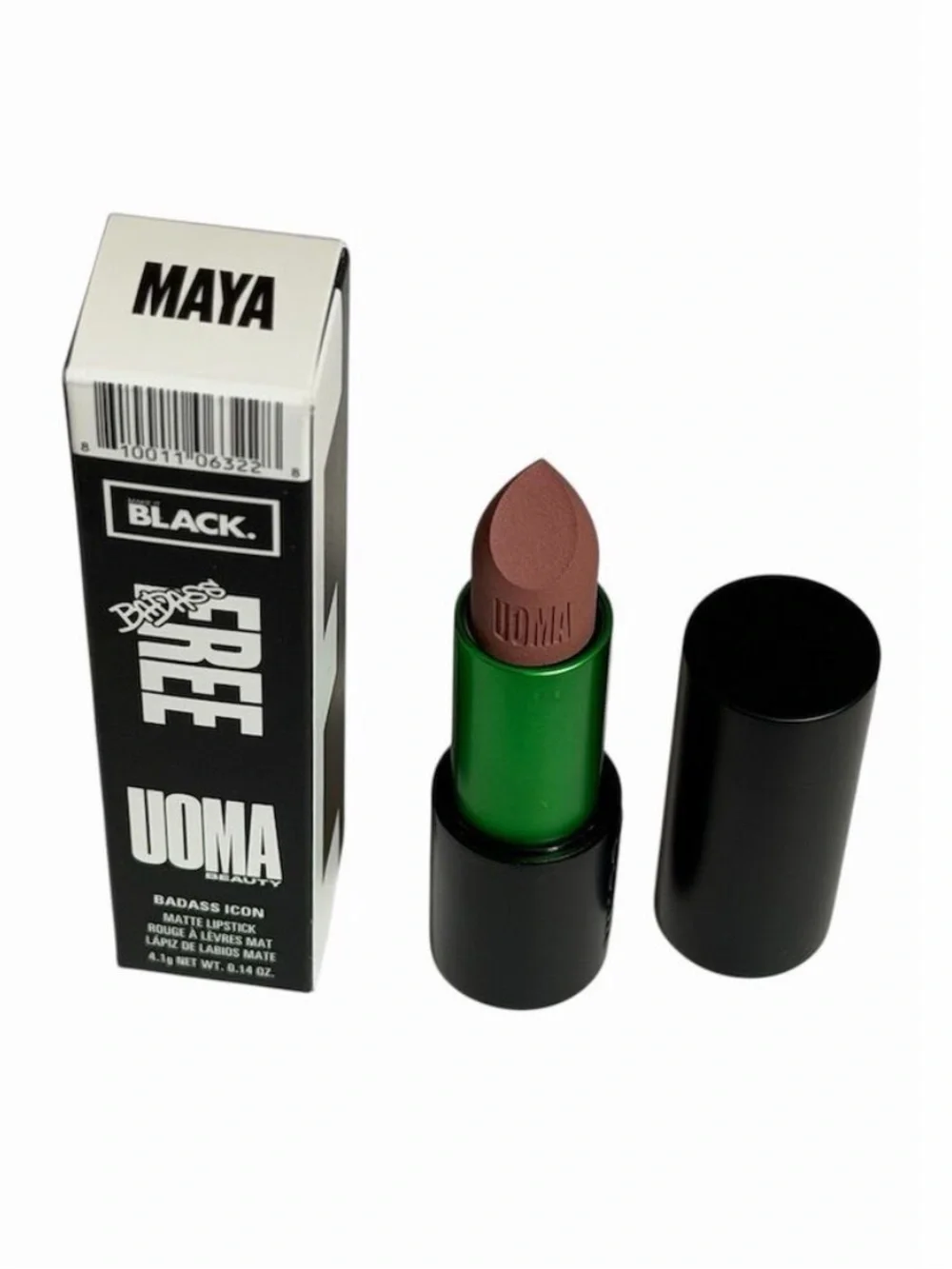 Uoma Beauty Badass Icon Matte Lipstick in Maya NIB Rosy Brown Shade